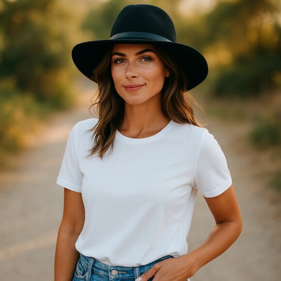 Halogen Black Wool Floppy Hat - Picture 1 of 10